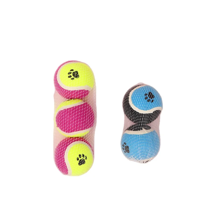 Hot Selling Wholesale Price Tennis Ball With Paw Printed Vivid Cute Interactive Chew Toy Durable Outdoor Indoor Training Tools