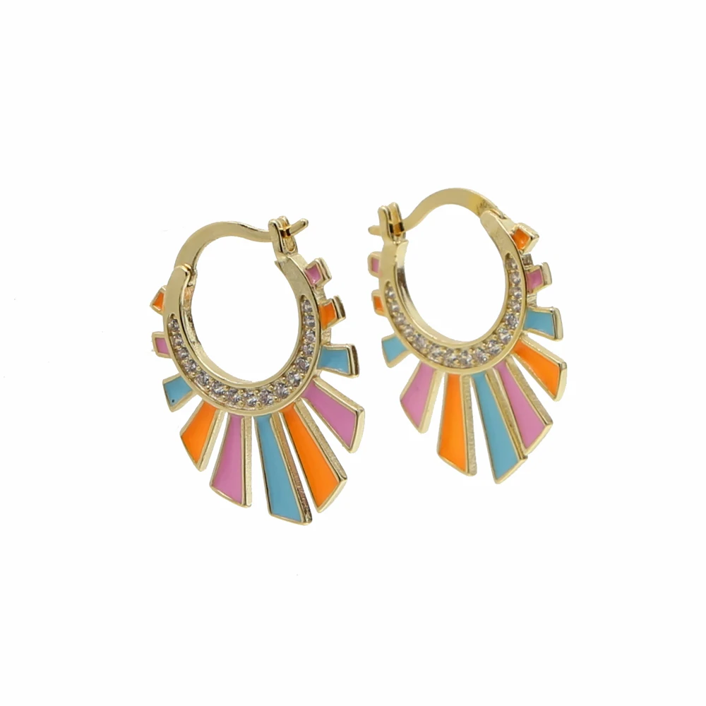 promotion pastel colorful enamel spikes geometric women fashion earring jewelry in stock