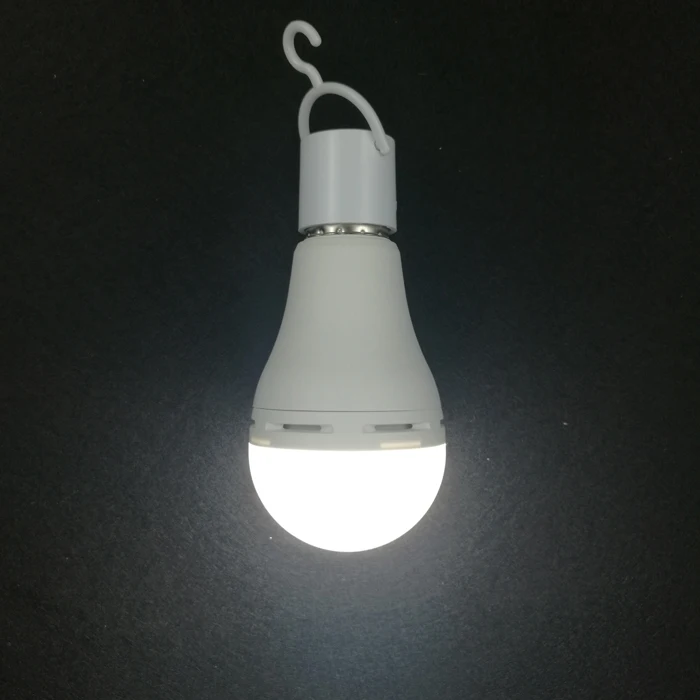 high quality AC DC 9 watt led rechargeable emergency light bulbs with hook for home