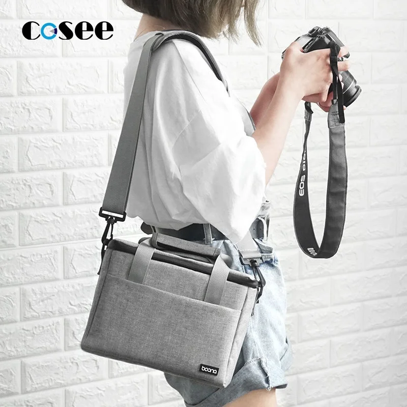 Waterproof custom outdoor travel sling camera bag canvas leather dslr shoulder camera bag