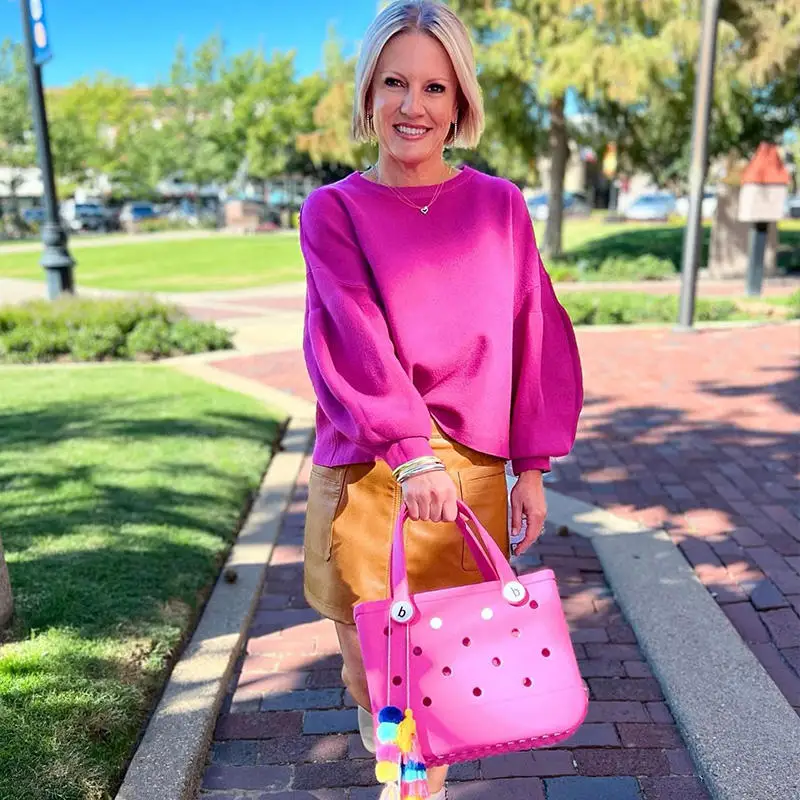 Moulding Bag Women Summer Beach Bag Croc Fashion Shopping Tote Shoulder Bag Waterproof Eva Silicone Jelly Candy Handbag