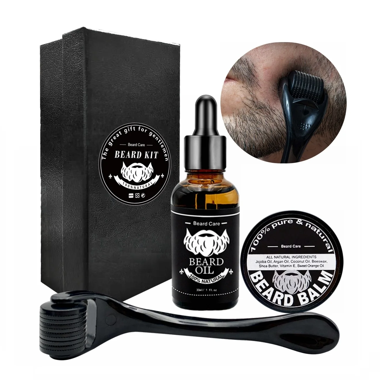 The beard growth kit Hemp vitamin e 100% natural cbd oil Organic hair beard growth beard oil balm