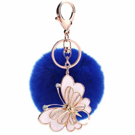 Cute Creative Keyrings Puff Charm Round Ball Fur KeyChains PomPom KeyChain Kawaii Key Chains Custom Puff Keychain for Decoration