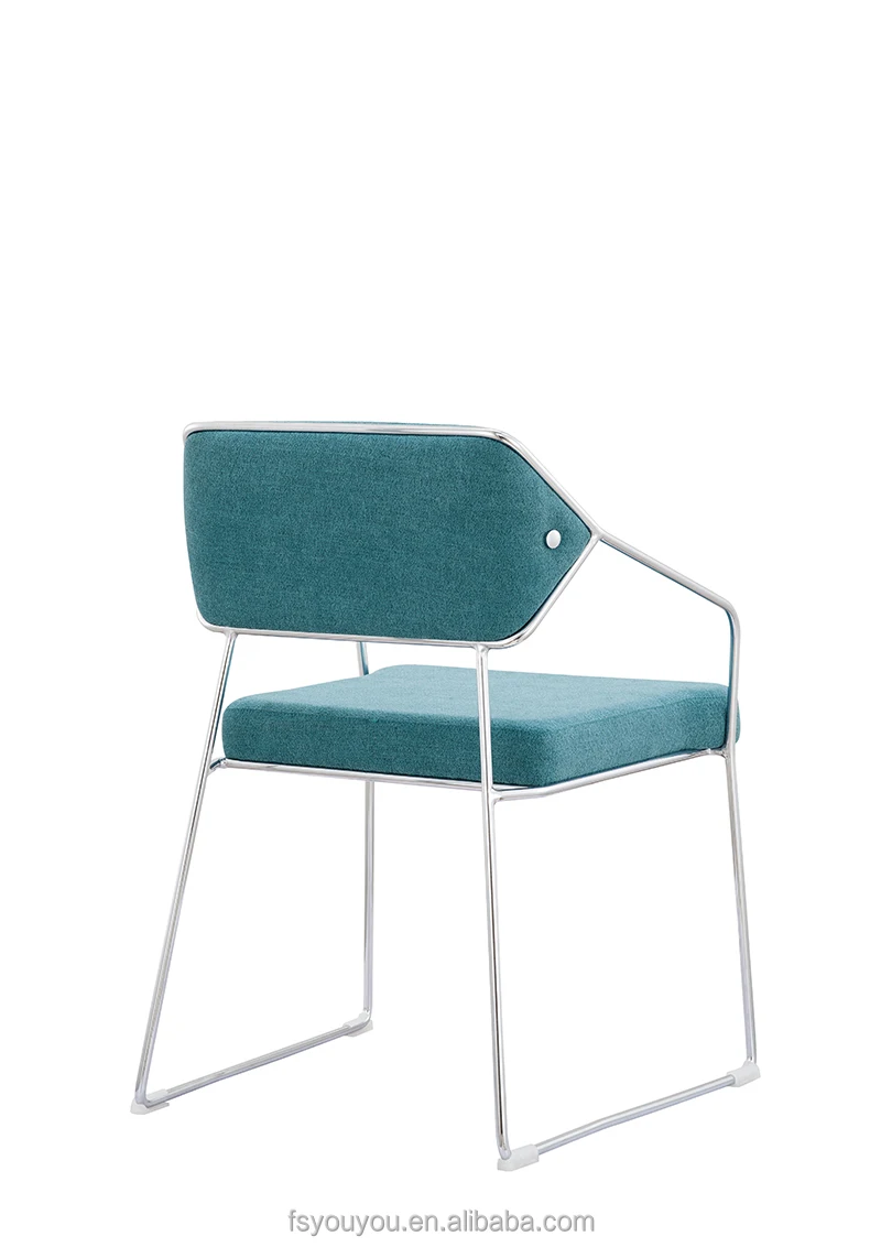 Modern Nordic Chrome white Pu leather Vintage Style Restaurant Chair Metal Leg armchair reception Dining Room Chair