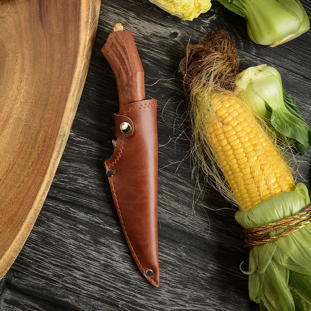 Xingye Belt Loop Leather Sheath 7cr17 Forge Carbon Steel Butcher Skinning Wood Handle Pocket Boning Viking Knife Hand Forged