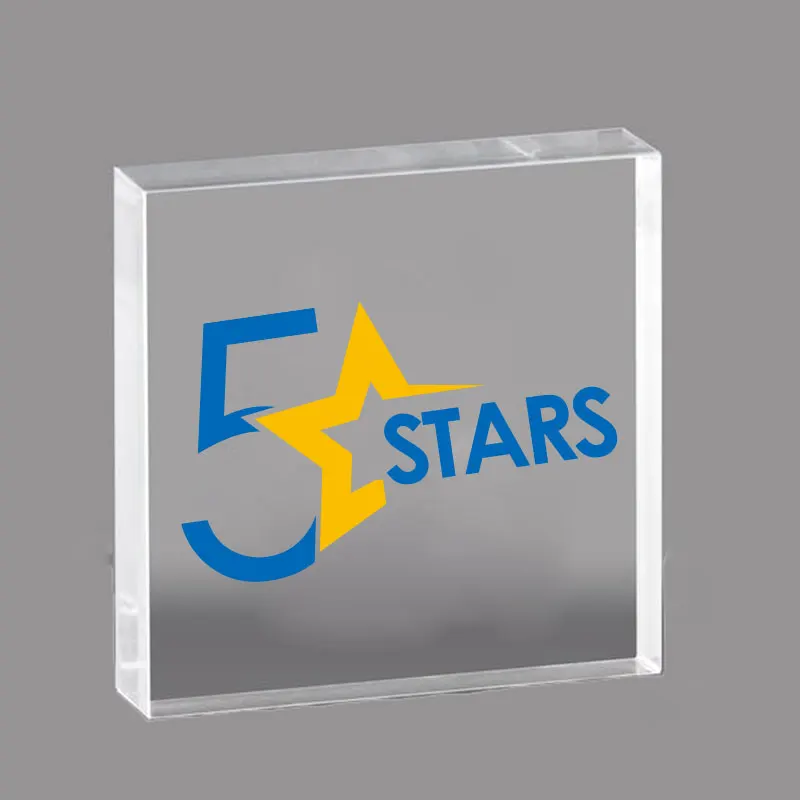 Custom Wholesale Blank Uv Print Clear Acrylic Brand Block Display Stand Wifi Business Logo Plexiglass Block