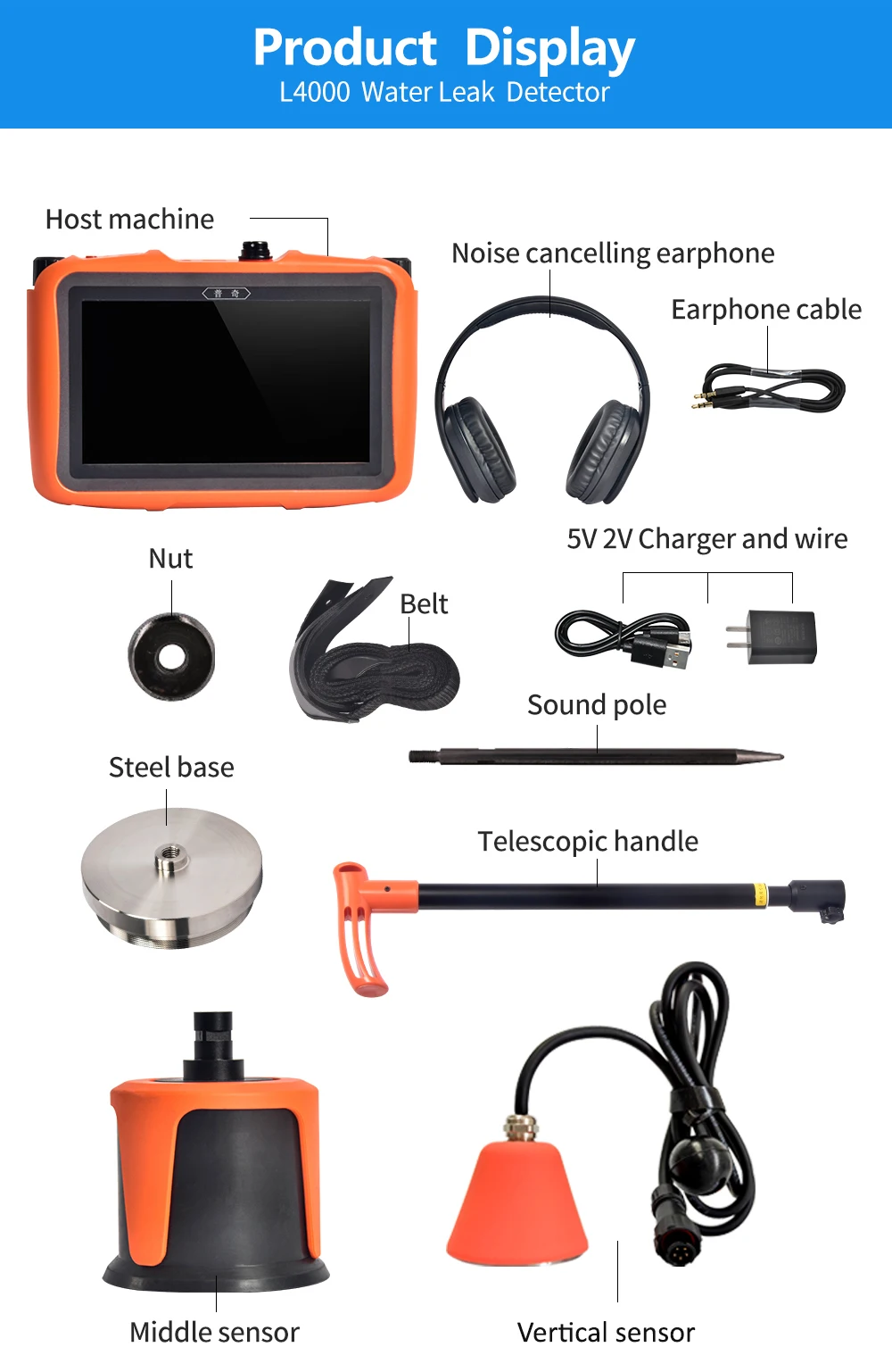 PQWT L4000 Outdoor and Residential Plumbing Tools Leakage Repair Underground Pipeline Water Leak Detector