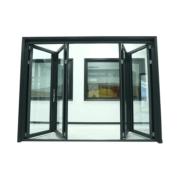 Balcony kitchen living room sound insulation heat insulation double tempered glass aluminum folding door