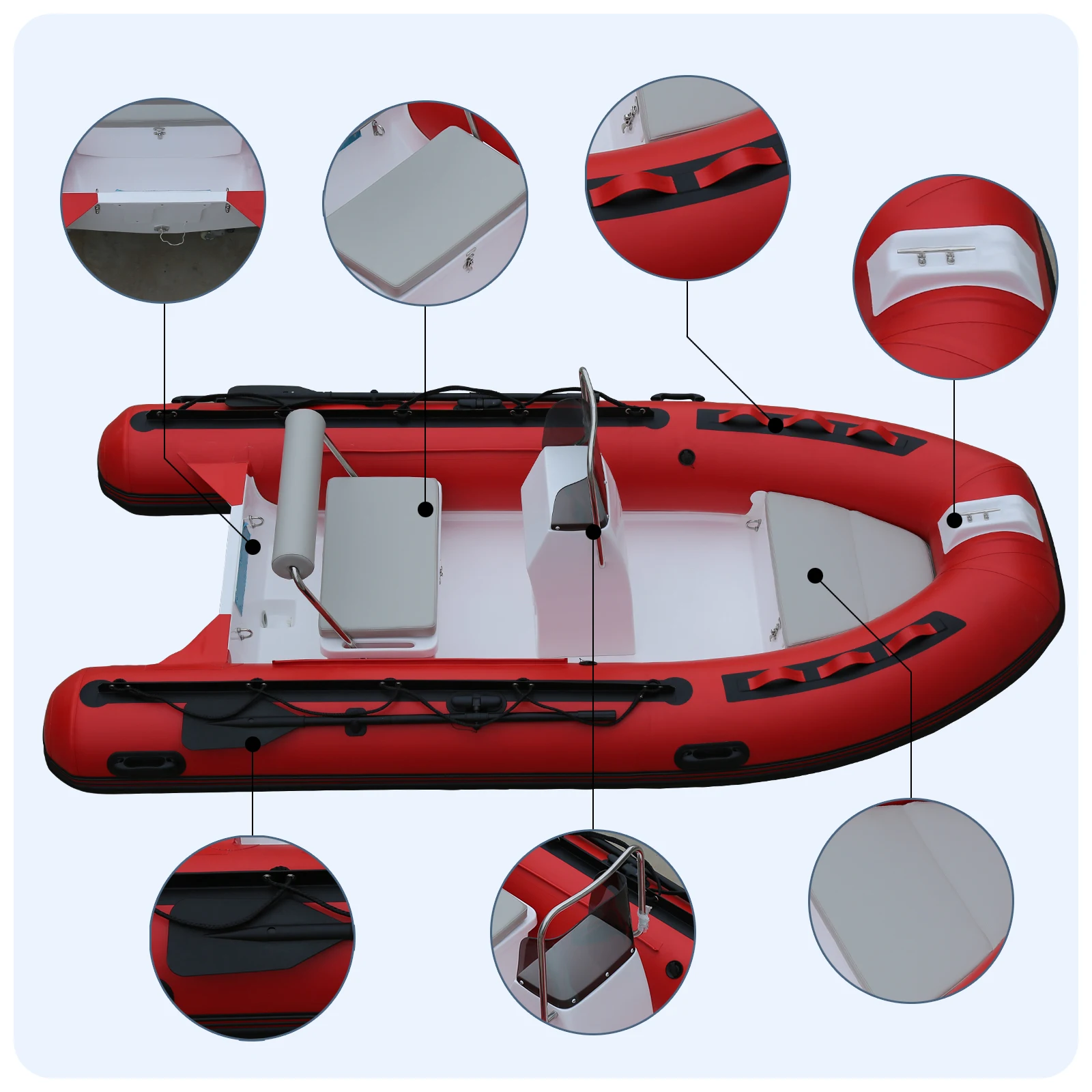 China Inflatable Rib Patrol Boat with Pedal Motor Barche Rigide Gonflable Ponton Rowing Boat Made in China
