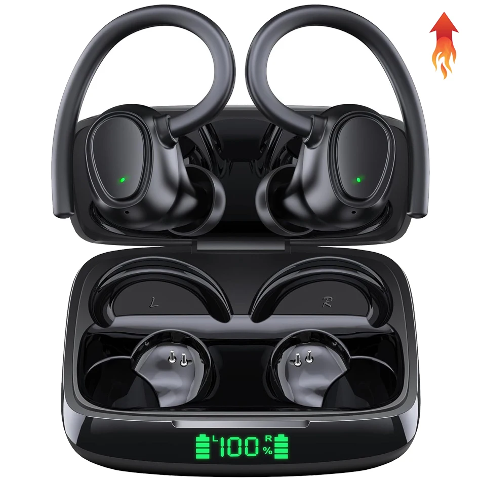 Беспроводные наушники I21 стереонаушники Hi-Fi со светодиодным дисплеем шумоподавление водонепроницаемые с крючком для занятий спортом
