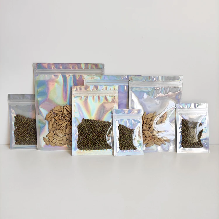 8.5x13 cm Ziplock Bags Resealable Holographic Laser Bags zip lock Pouch Mylar Packaging Bags for Small Business