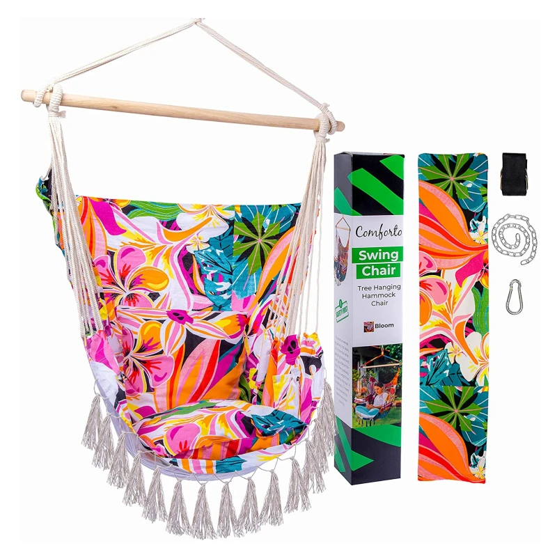 hot sale natural poly cotton rope macrame handmade hanging outdoor adult swing hammock hammock materials