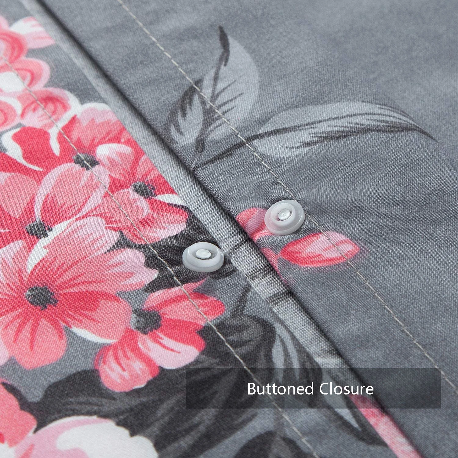 China Factory Price Soft Reversible Brushed Microfiber Printed Bed Duvet Cover Sets Quilt Cover With Pillow Cases Grey Bouquet