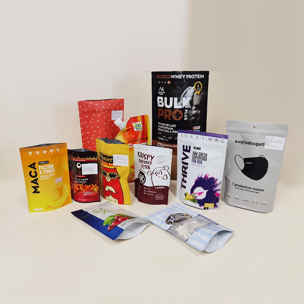 Hot sale customized design aluminium mylar with zipper plastic foil food grade stand up packaging bags for food dry fruits