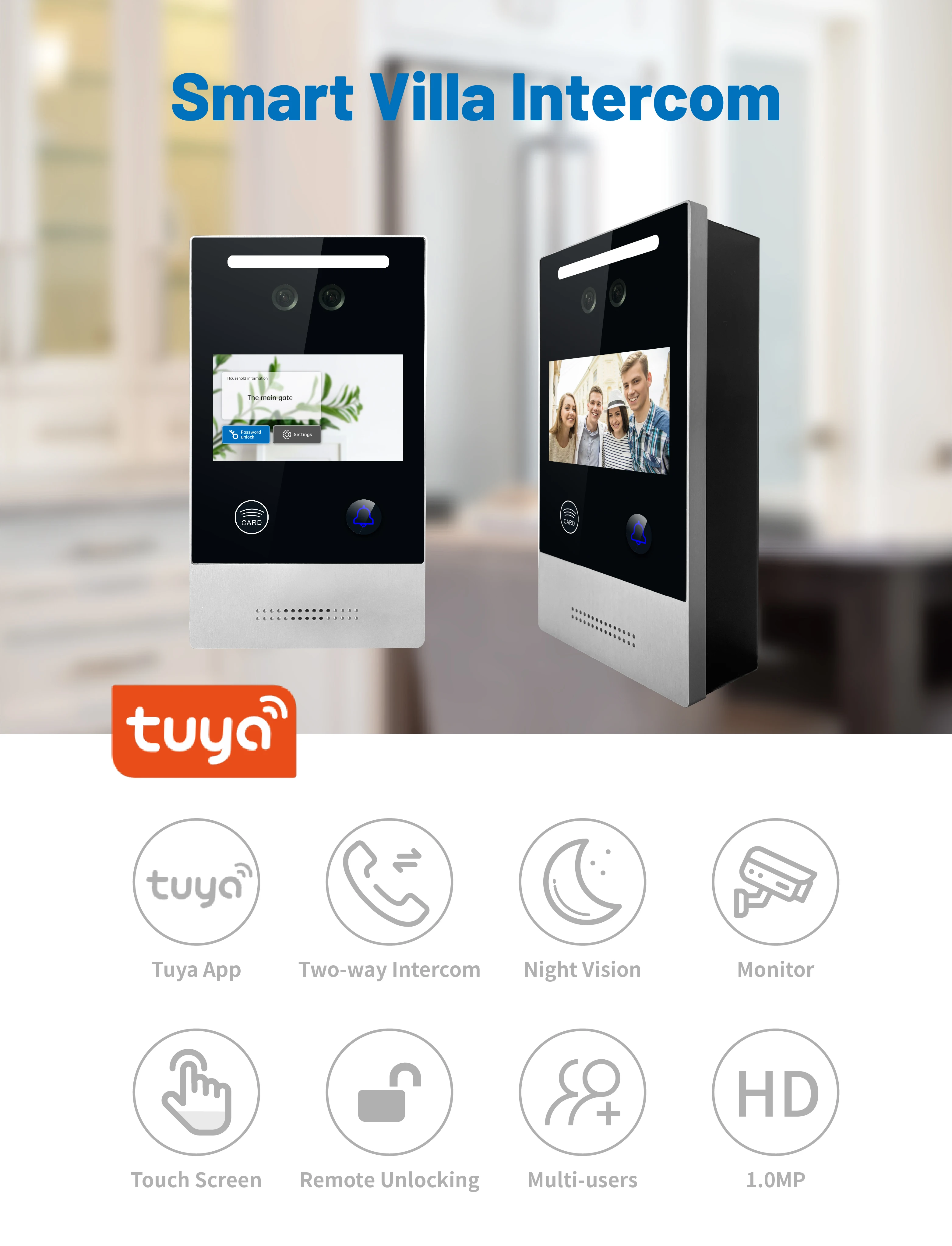 IP System Smart Access Control Products Multi-functional Video Doorbell with HD Camera Tuya APP