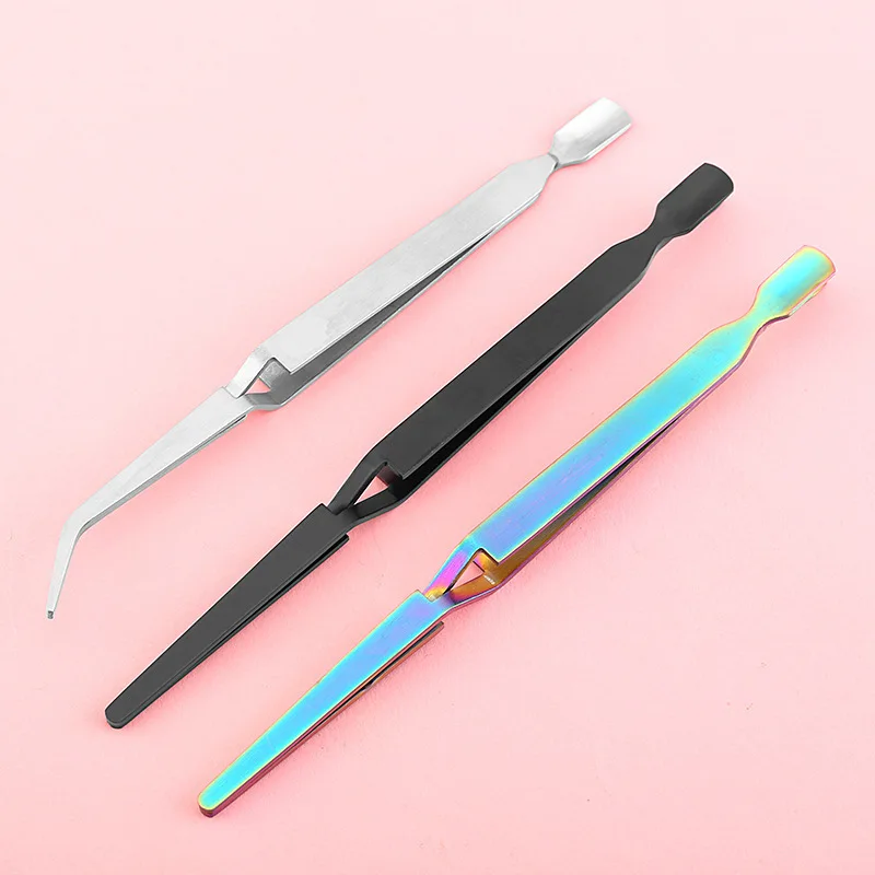 Double Heads Nail Tools Manicure Cuticle Pusher Stainless Steel Poly Gel Nail Tips Tweezers Clip Phototherapy Extended Clip