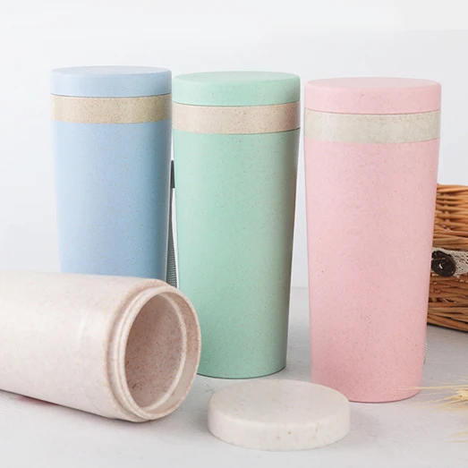 High Quality Custom Eco-friendly Biodegradable BPA Free Water Drinking  Wheat Straw Travel Portable Water Bottle