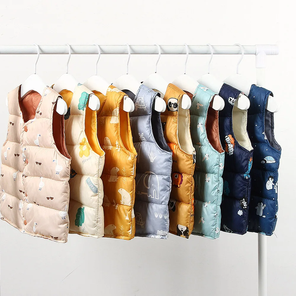 
Kids Babies Autumn Winter Down Waistcoats Warm Girls Outerwear Thick Boys Vest Coat Clothing 