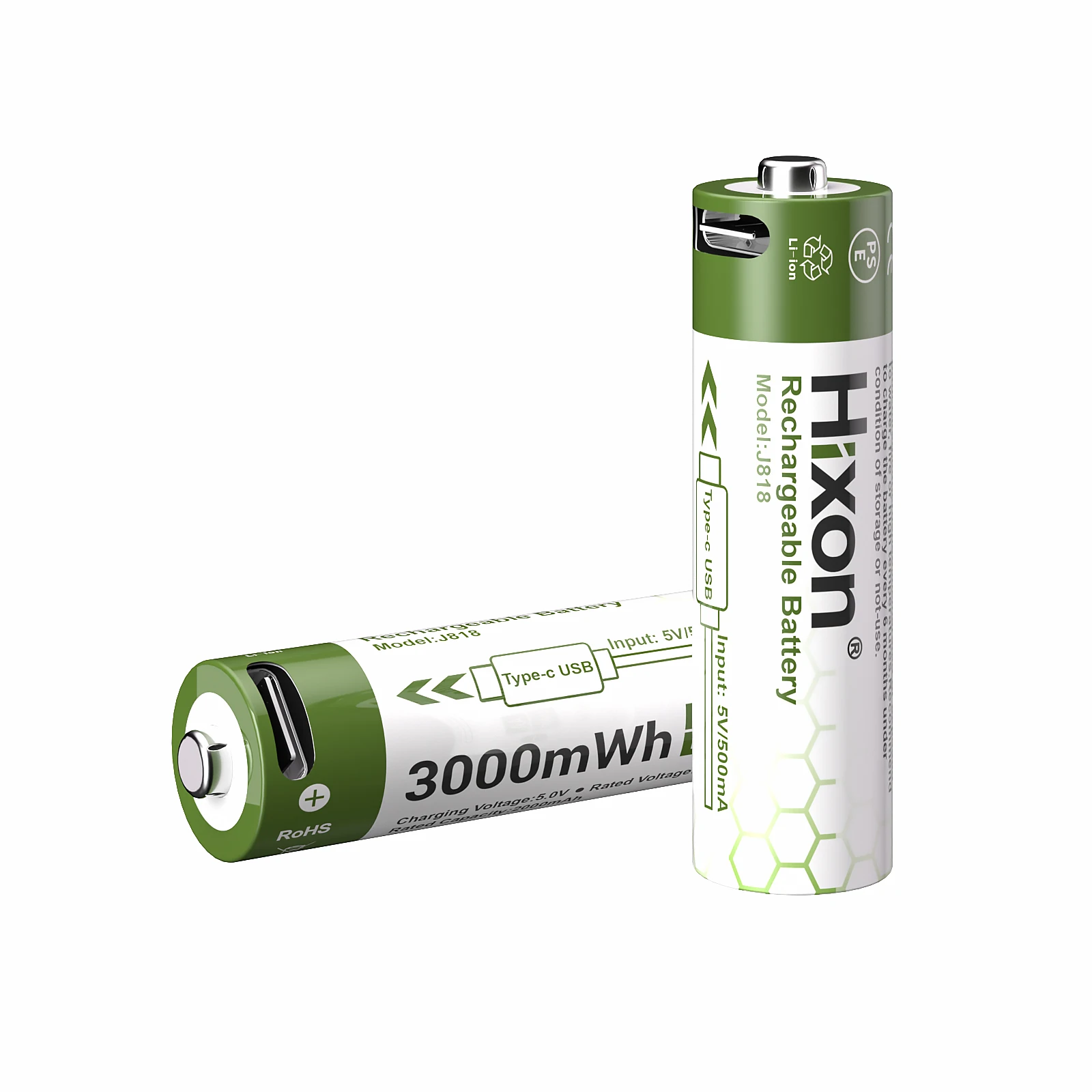 Hixon AA 1.5v Usb Rechargeable 3000mWh Aa Battery Packs Type c Lithium Battery