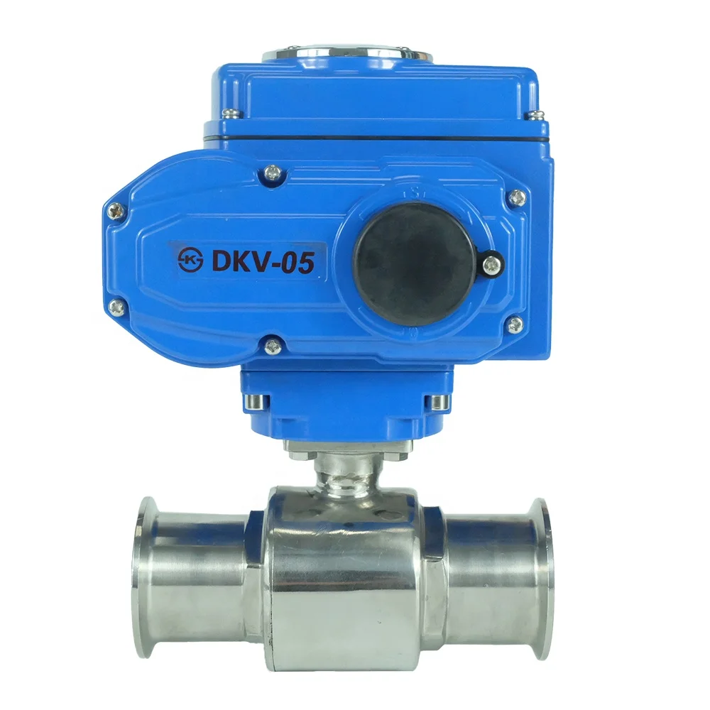 DKV 2 Way electric Sanitary Ball Valve SS304 tri clamp motorized ball valve Electric Stainless 304/316 Sanitary ball valve