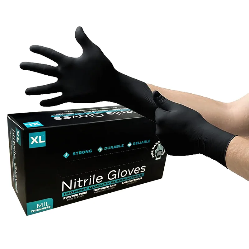 3mil 4mil black blue pink nitrile glove beauty salon spa nail artist custom logo disposable cleaning powder free nitrile gloves