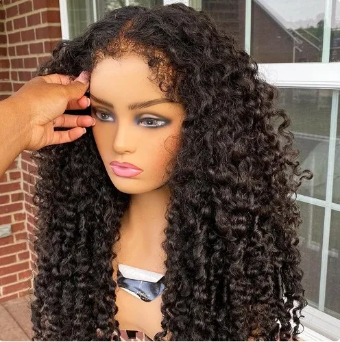 Wholesale 180% 250%  Density Curly Wave HD Lace Human Hair Wigs for Black Women Brazilian Virgin Hair Lace Front Wig Baby Hair