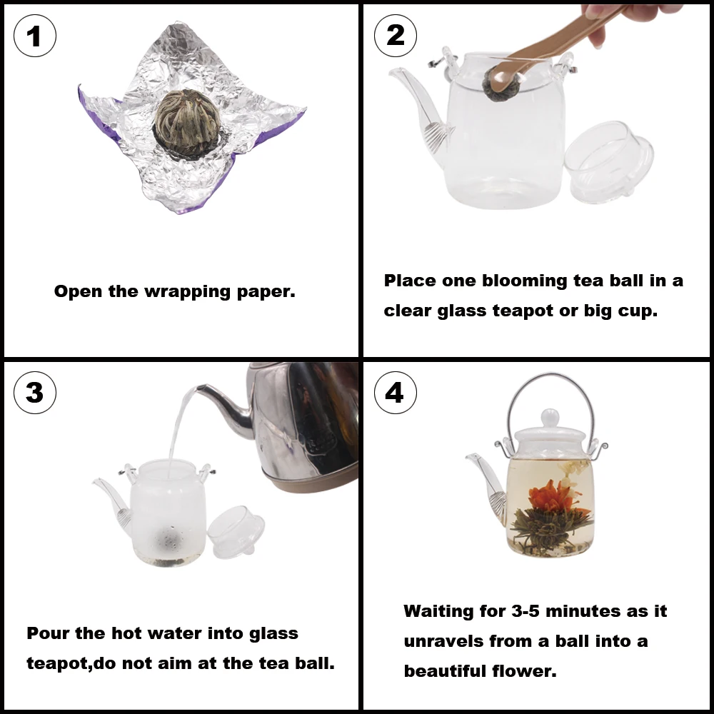 Factory Price Handmade Bloom Tea Ball, Jasmine Fairy, Chinese Blossom Flowering Tea With Different Types Blooming Tea