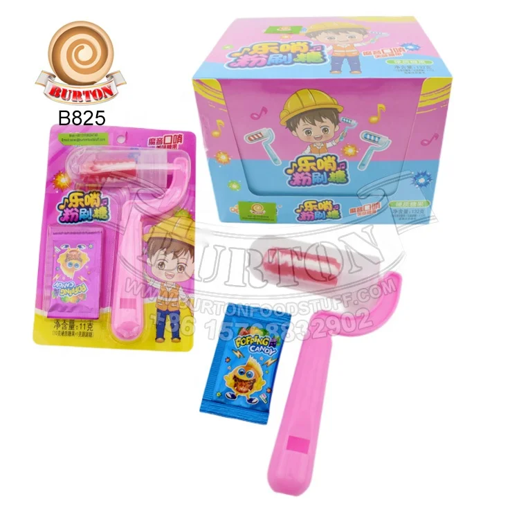 Оптовая продажа, милый инструмент в форме кисти, свисток, игрушка, конфеты с выпрыгивающими конфетами