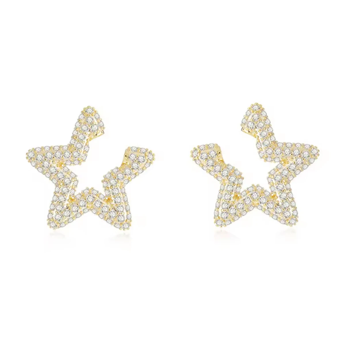 Korean Fashion Gold And Silver Color Big Stars CZ Ladies Wholesale Jewelry For Women