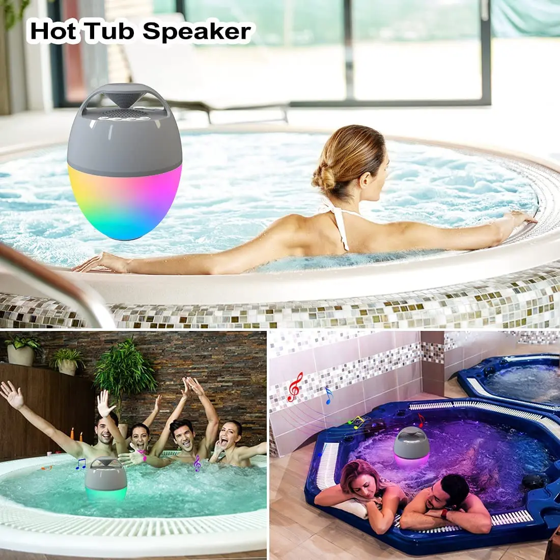Cootway 2024 New Arrivals IP68 Wireless waterproof portable with RGB light for Beach Pool Parties Pool Speaker