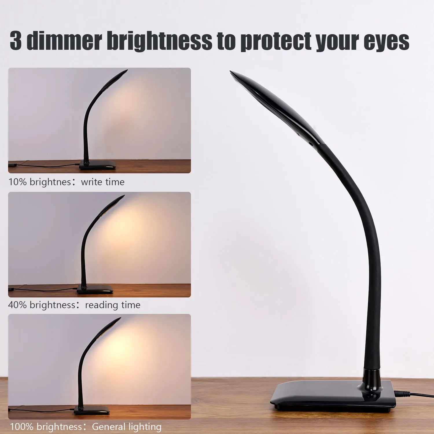 Contemporary Bedside Warm light color protect eyes Decoration Simple plastic Goose bedside led table lamp with usb port