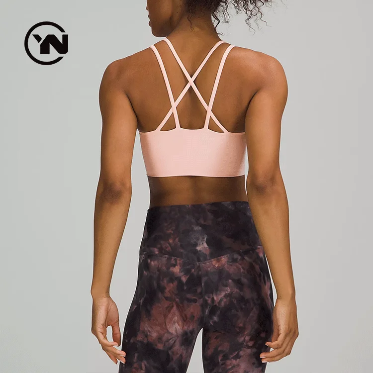 Women High Impact Skin Friendly Nylon Bra Cross Back Strappy Lulu Breathable Shockproof Yoga Bra Sports Bra