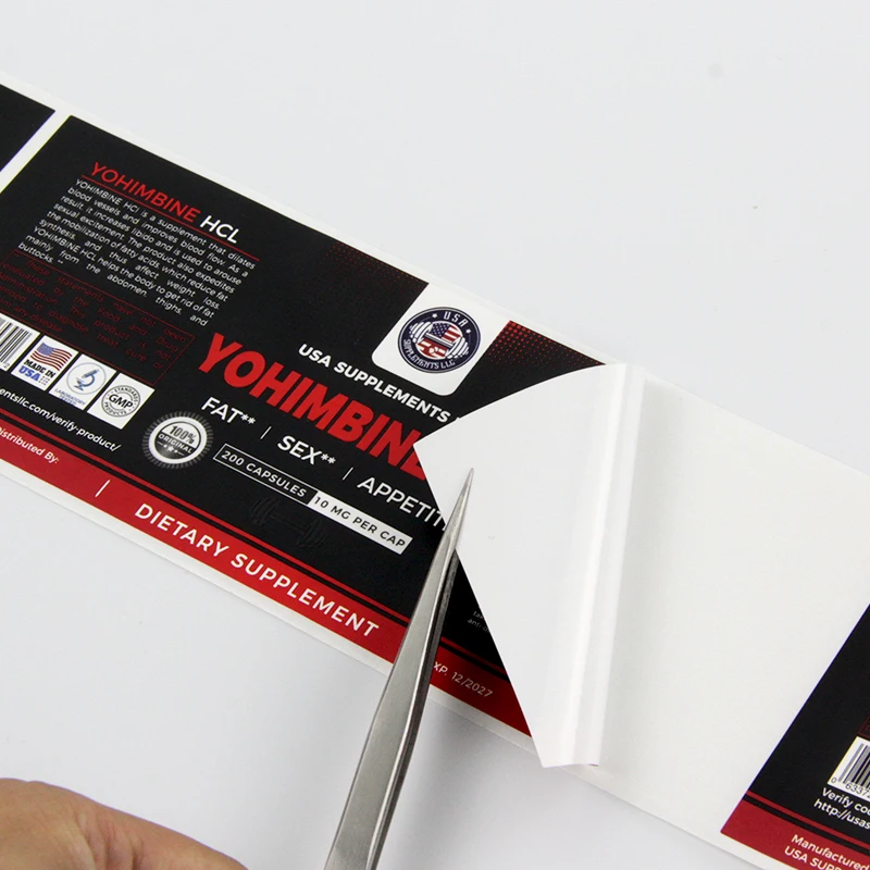 Custom Printing Healthy Pharmaceutical Product Matte Nutritional Supplement Spot UV Bottle Roll Sticker  Labels