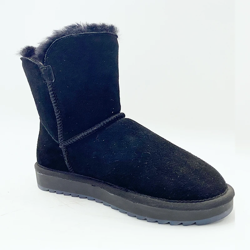 Hot Selling Round Toe Street High Top Board Boots Black Leather Casual Women Ankle Winter Boots