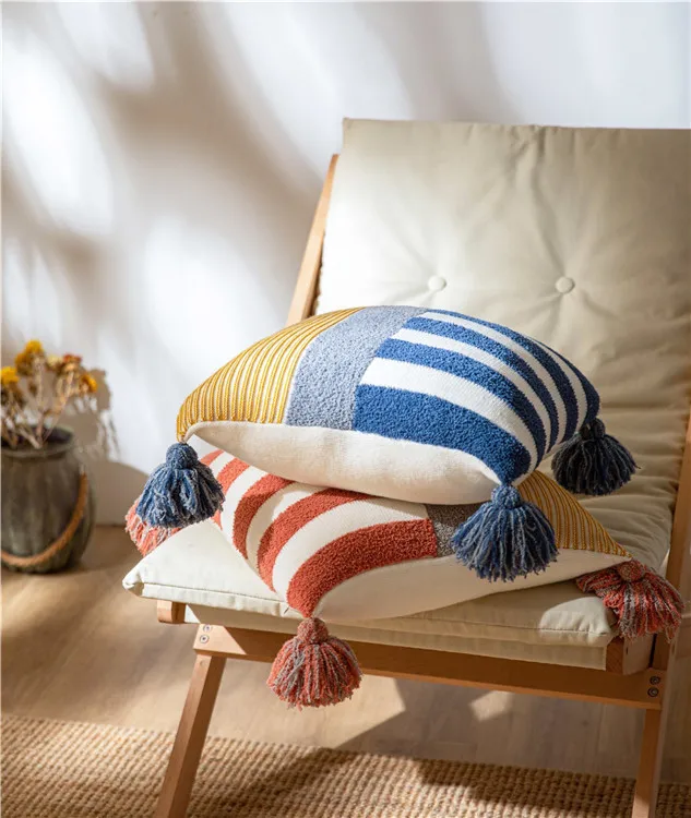 Особенно эластичная вязаная наволочка с бахромой, Всесезонная Мягкая Наволочка для подушки, подходит для спальни