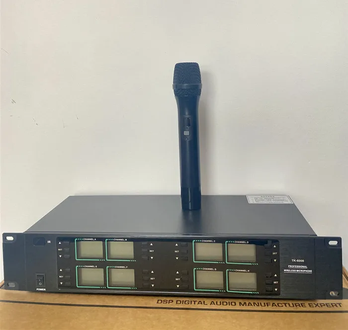 TKG 640-690MHz TK-6008 8 channels professional handhold headset  lapel cordless uhf microphone wireless system