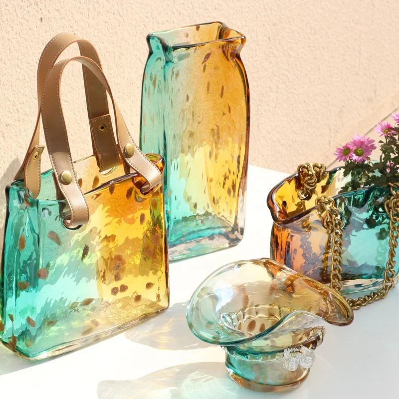 Glass Vase for Wedding Centerpieces Glass Flower Vase Table Decoration Colorful Glass Decorative Vase
