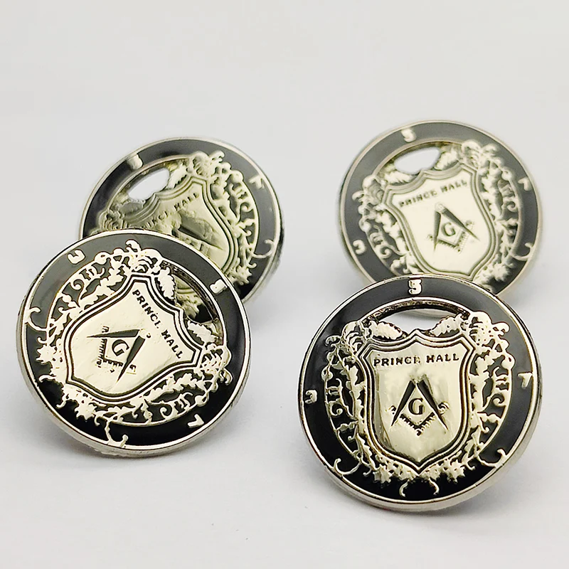 Wholesale Freemason Hall Badge Custom Color Paint Masonic Design 3d Gold Enamel Pin Badge Metal Freemasons Lapel Pins
