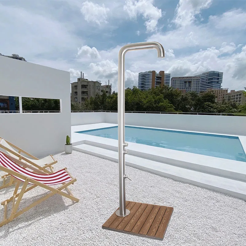 Stainless Steel Outdoor Pool Shower Standing Brushed Shower Column Shower Faucet