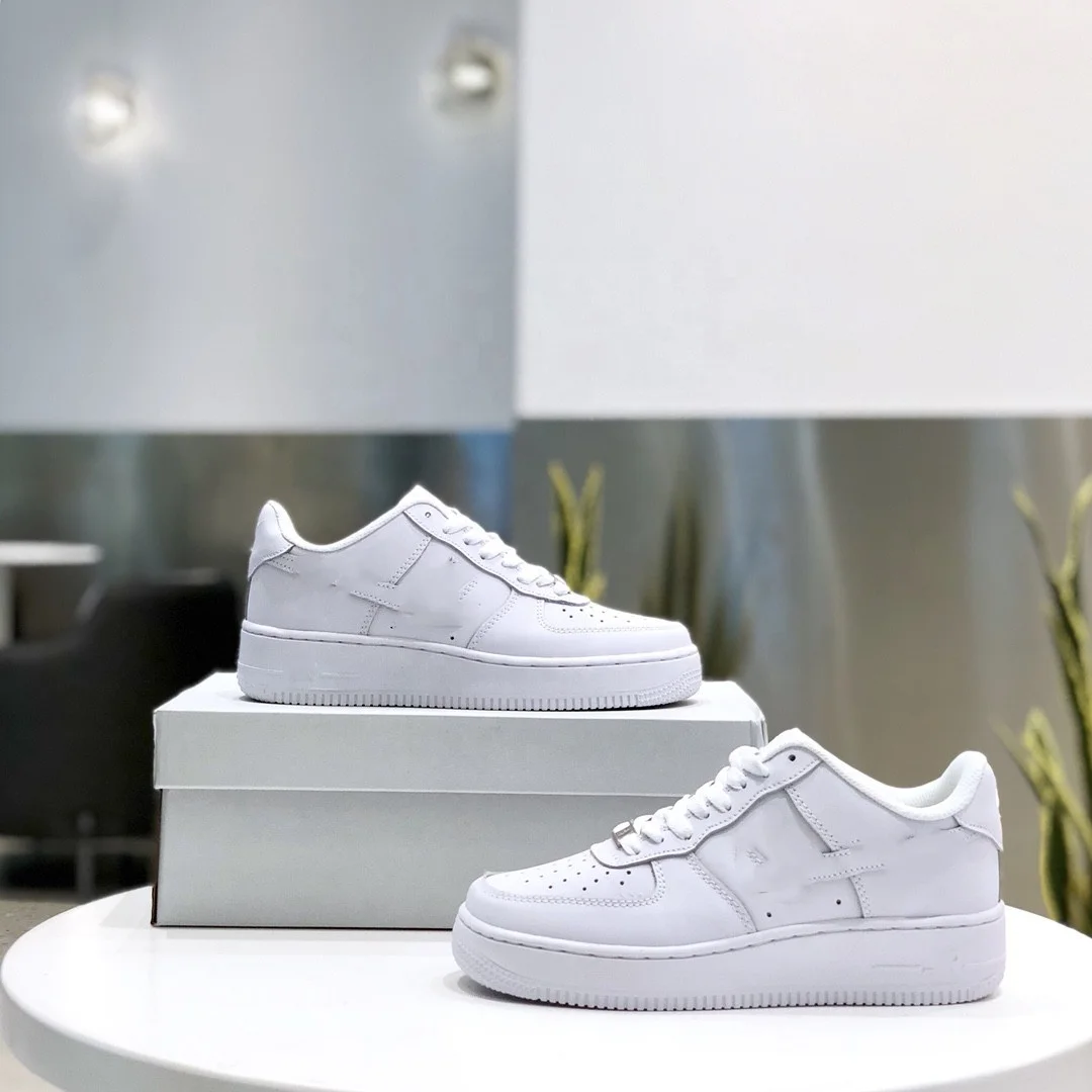 
Wholesale Custom Air Brand Fashion White Force 1 Rubber Pu Sole Sneakers Men Shoes 