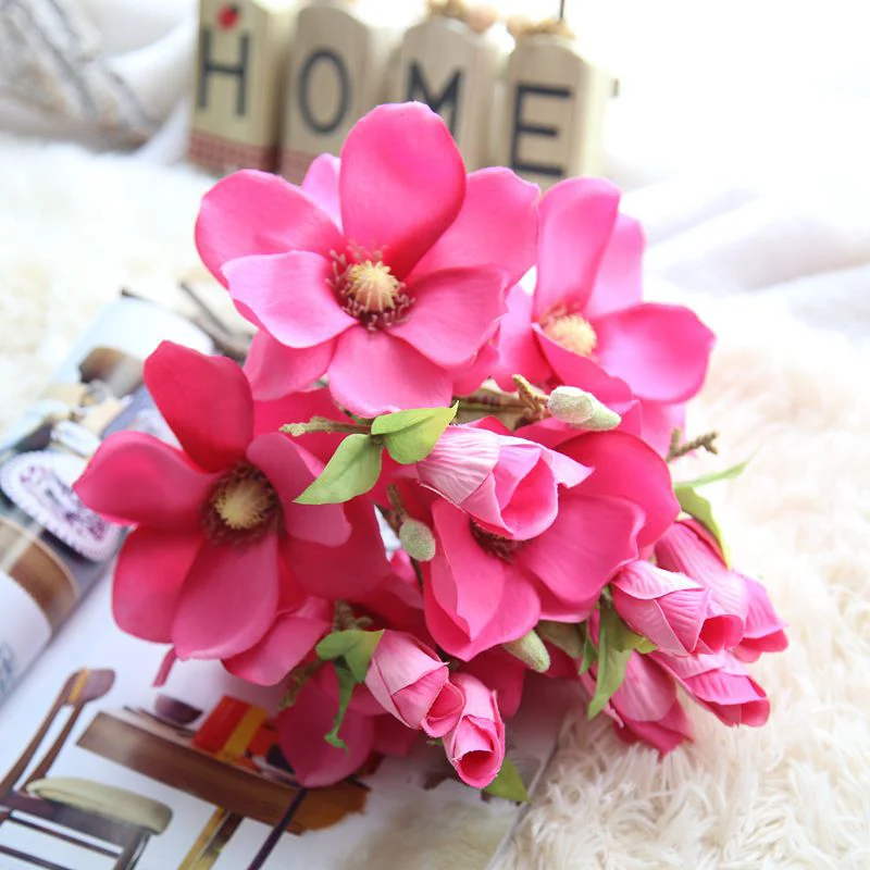 artificial flowers plastic magnolia decoration for wedding