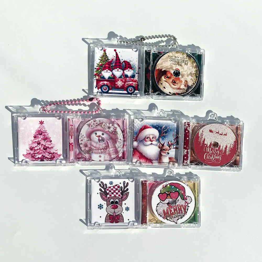 personalized music jewel sublimation wholesale album keyring key chain nfc custom acrylic diy case mini cd keychain blank