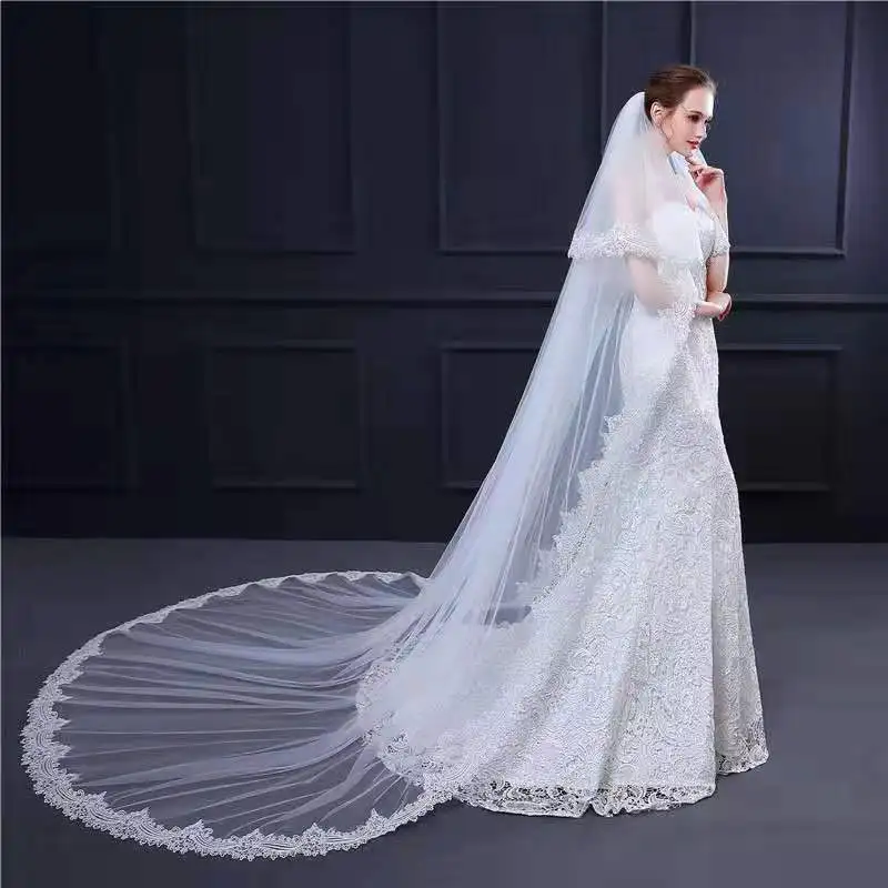 
LUOXIN New long white Tulle Wedding Bridal Veils Tulle Lace Bridal Veils 