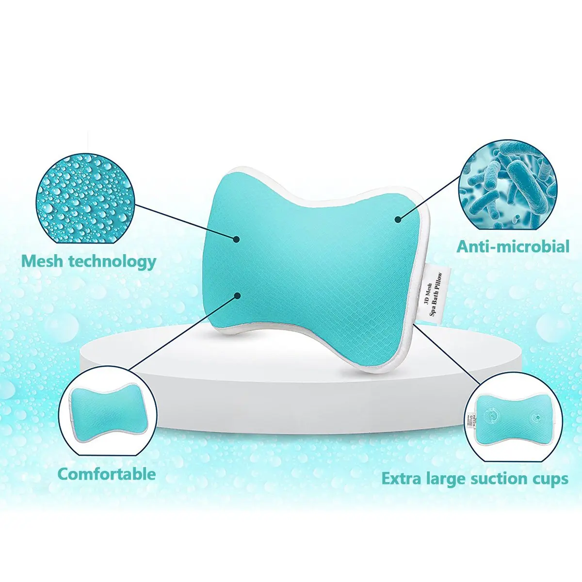 Small Spa Cushion Bathroom Neck Pillow Ergonomic Desgin Comfortable Breathable Bath Tub 3D Air Mesh Pillow