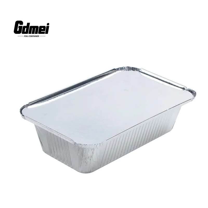 GDMEI 1000-Packs Oblong Aluminum Foil Food Tray Pan Wholesale Disposable Aluminium Foil Food Container with Foil Lids