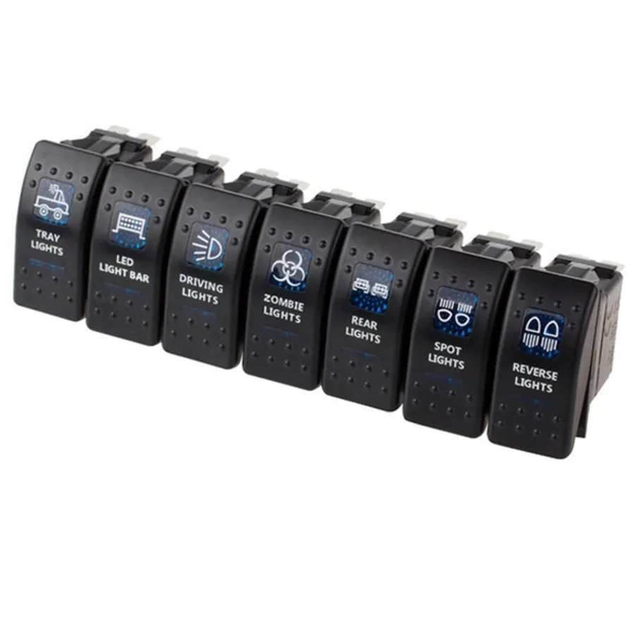 1pcCar Switch 12V Truck LED Light Toggle Switch 5pin Waterproof Spot Driving LED Light Bar Tray Reverse Rear Zombie Light Switch