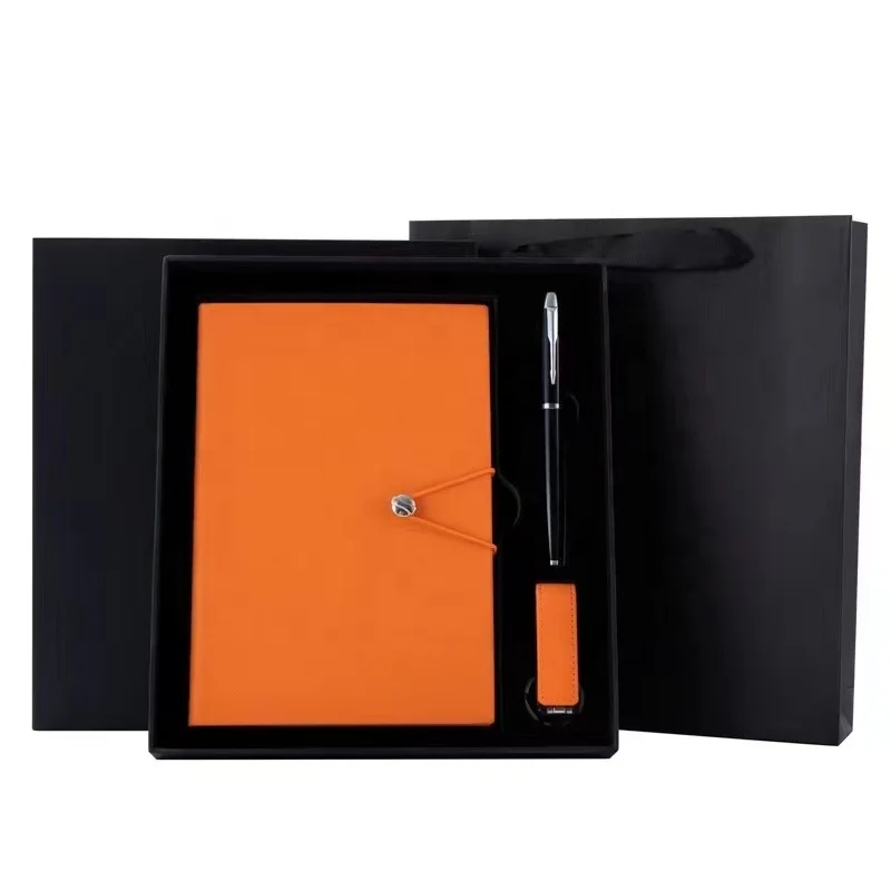 Wholesale Stationery Set Business Notebook Promotion Gift Set With USB Drive Pen Leather Notebook A5 Refillable Journal Gift Set