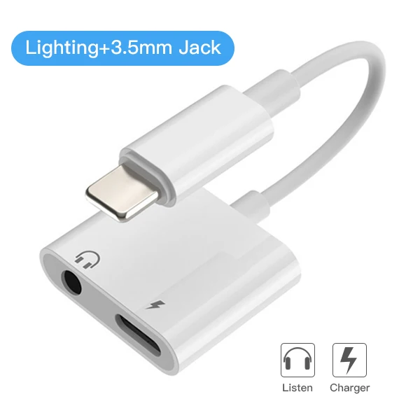 2 в 1 адаптер для наушников Iphone Lighting to 3 5 мм Jack Usb Audio Adapter 12 зарядное устройство