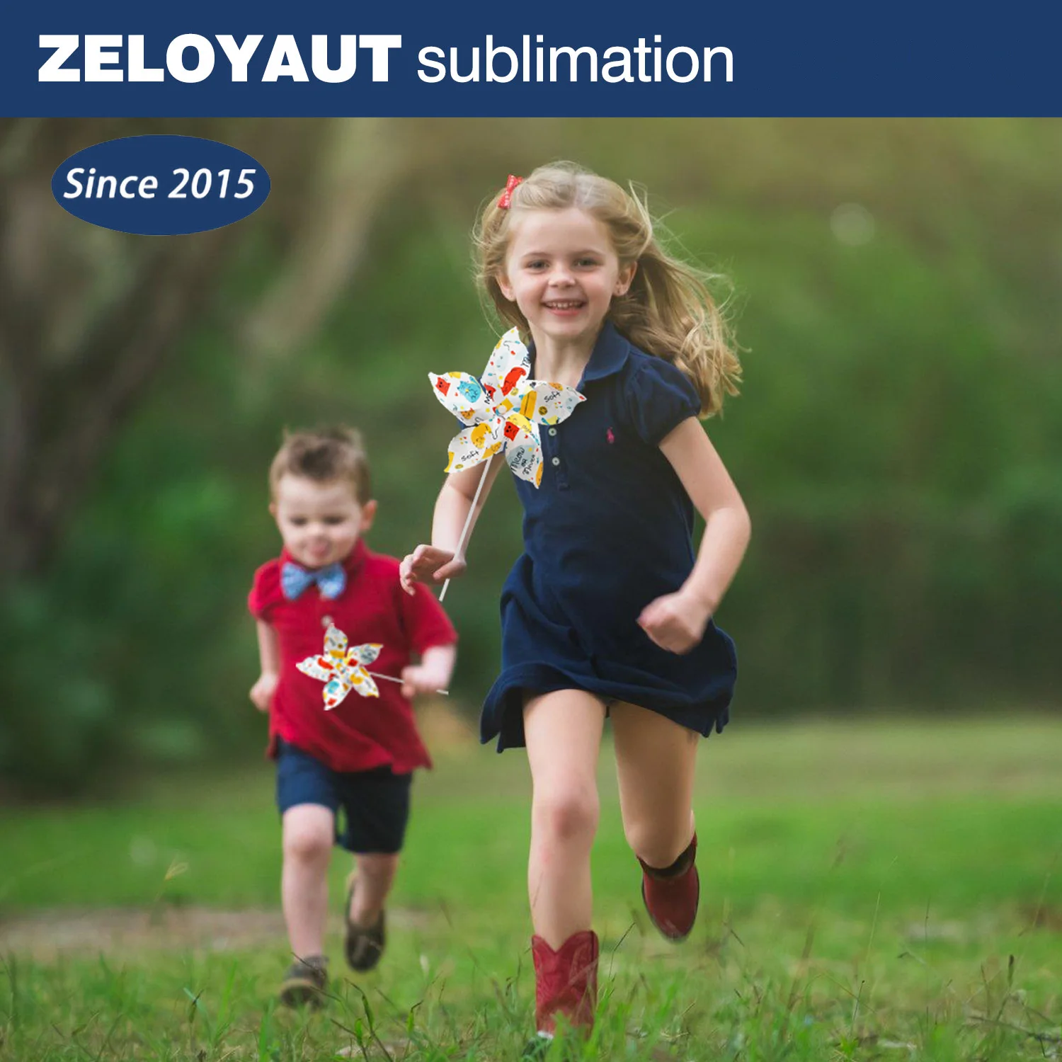 Zeloyaut PET plastic magic sublimation blank hand windmill blanks windmill outdoor kid toy hand windmill blank decorative