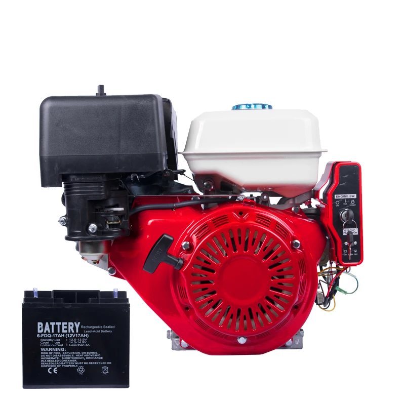 Taizhou factory supplied E-start single cylinder 4 stroke air-cooled 18 hp gasoline engine with gasoline engine spare parts
